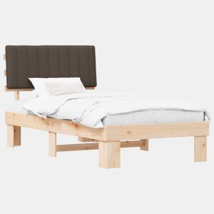 Estrutura de cama de solteiro para adultos com Cabeceira - Estofada Cinzento-acastanhado