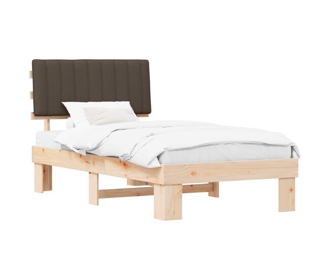 Estructura de cama individual para adultos con cabecera tapizada - taupé 100 x 200 cm