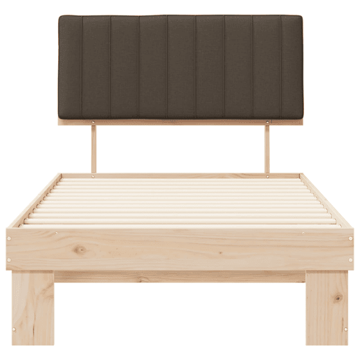 Estrutura de cama de solteiro para adultos com Cabeceira - Estofada Cinzento-acastanhado