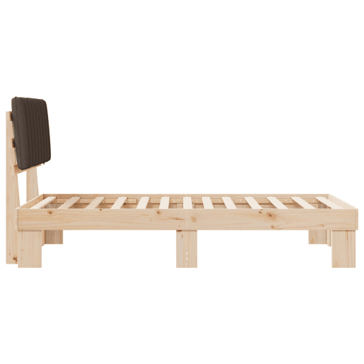 Estrutura de cama de solteiro para adultos com Cabeceira - Estofada Cinzento-acastanhado