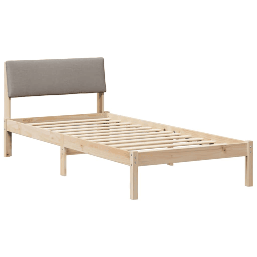 Estrutura de cama de solteiro para adultos com Cabeceira - Marrom e taupe 100 x 200 cm