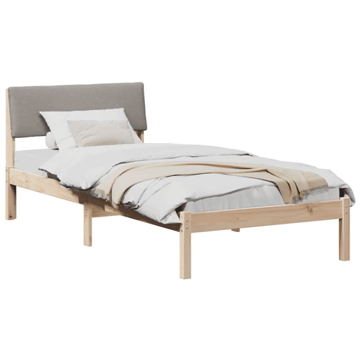 Estrutura de cama de solteiro para adultos com Cabeceira - Marrom e taupe 100 x 200 cm