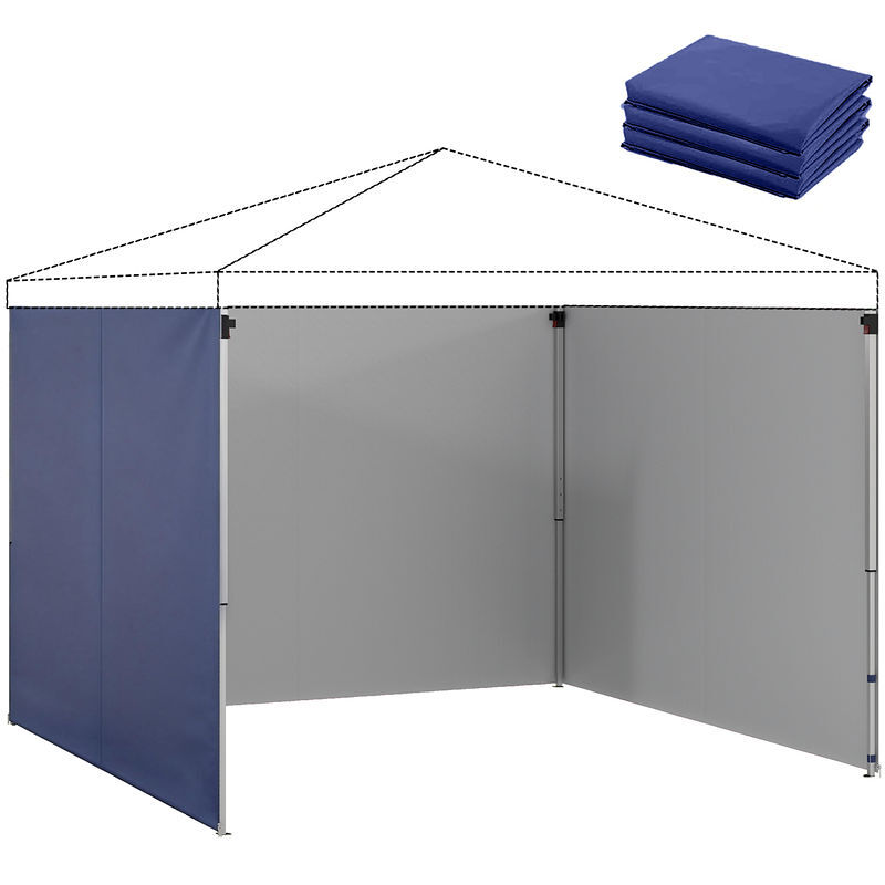 Outsunny 3 paredes laterales para carpas de 3x3 m, paredes laterales de repuesto para cenador de tela oxford 210d con cremallera, para fiestas,