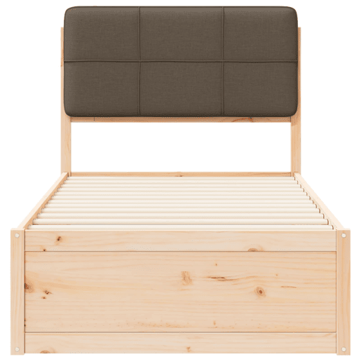 Estrutura de cama de solteiro Design com Cabeceira Estofada Cinzento-acastanhado