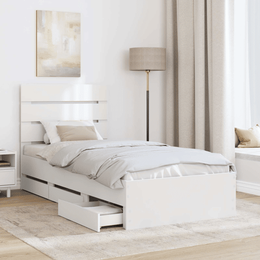 Estrutura de cama de solteiro para adultos Branco 75 x 190 cm Madeira de Engenharia