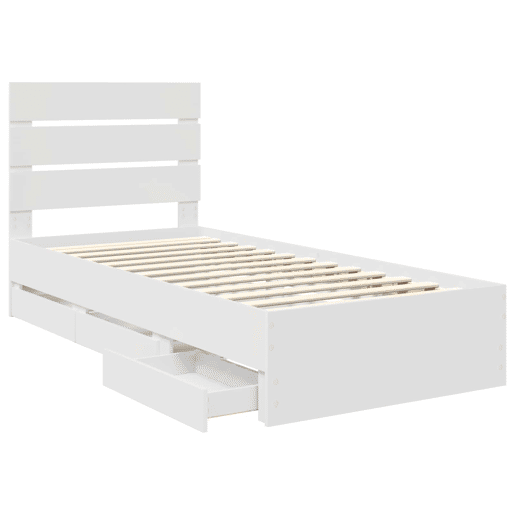 Estrutura de cama de solteiro para adultos Branco 75 x 190 cm Madeira de Engenharia