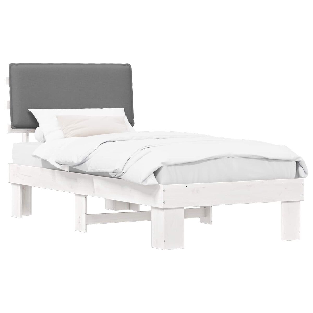 Estructura de cama simple para adultos 103x211 Blanco/ Gris Claro