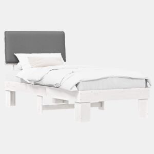 Estrutura de cama de solteiro simple com Cabeceira Estofada Cinzento-claro