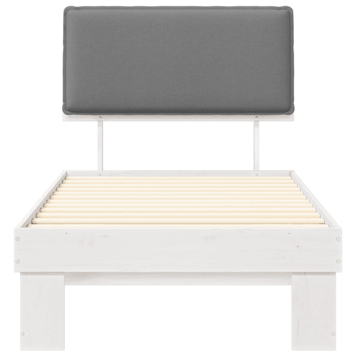 Estrutura de cama de solteiro simple com Cabeceira Estofada Cinzento-claro