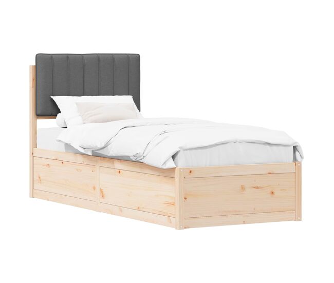 Estructura de cama simple para adultos con cabecera - tapizada gris oscuro