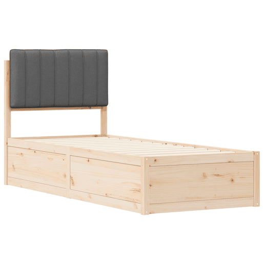 Estrutura de cama de solteiro para adultos com Cabeceira Estofada Cinza Escuro