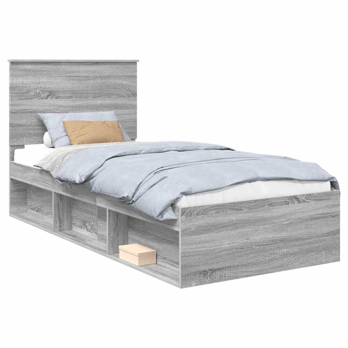 Estructura de cama individual para adultos con cabecera - gris sonoma 90 x 190 cm