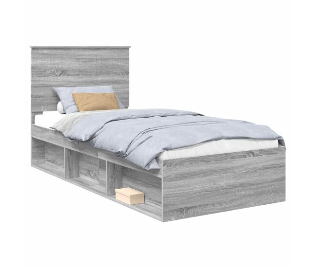 Estructura de cama individual para adultos con cabecera - gris sonoma 90 x 190 cm
