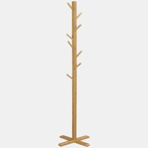 HOMCOM Cabide de Pé em Bambu com 8 Ganchos para Pendurar Bolsas e Chapéus no Corredor Entrada Quarto 49,5x49,5x178 cm Madeira