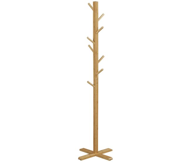 Homcom perchero de pie de bambú, perchero para ropa con 8 ganchos, forma de árbol, para colgar bolsas, sombreros, en pasillo, entrada, dormitorio,