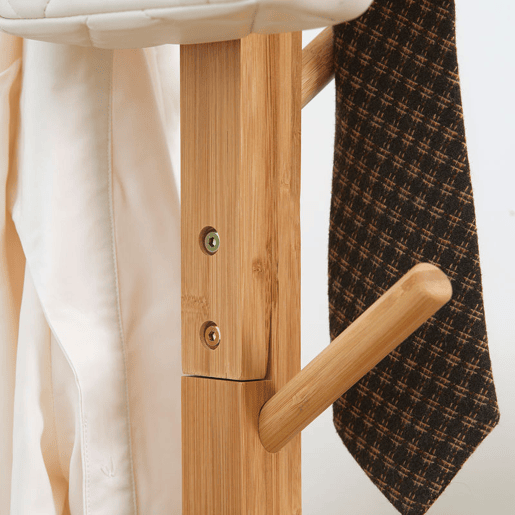 HOMCOM Cabide de Pé em Bambu com 8 Ganchos para Pendurar Bolsas e Chapéus no Corredor Entrada Quarto 49,5x49,5x178 cm Madeira