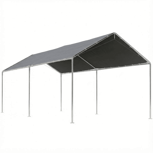 Outsunny Tenda Garagem para Carro 3x6 m Abrigo Exterior Portátil com Estrutura de Aço Galvanizado Impermeável, Anti-UV Tenda de Jardim com Acessórios para Eventos Festas Cinzento