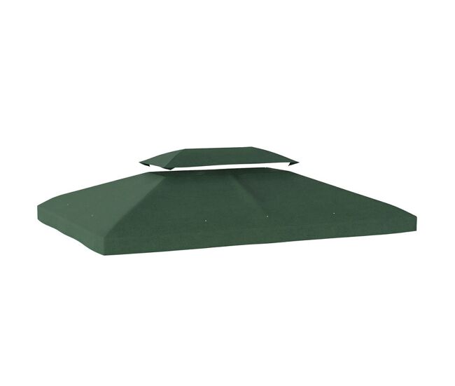Outsunny techo de repuesto para cenador, 4x3 m, cubierta de repuesto con techo doble, 10 orificios de drenaje y protección uv, solo toldo de recambio para pabellón gazebo, verde