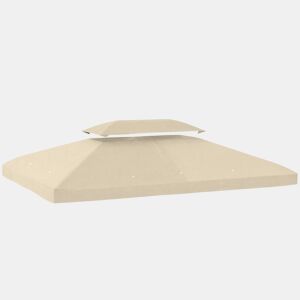 Outsunny Teto de Reposição para Pérgola 4x3 m Cobertura Substituição Teto Duplo 10 Orifícios Drenagem Proteção UV Apenas Teto Creme