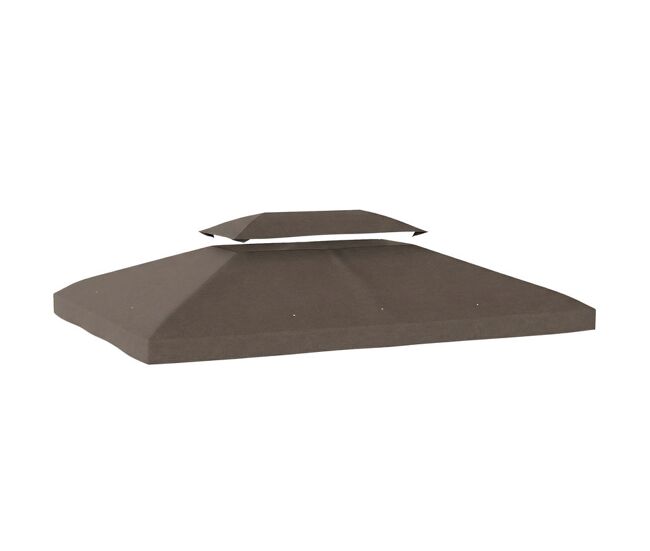 Outsunny techo de repuesto para cenador, 4x3 m, cubierta de repuesto con techo doble, 10 orificios de drenaje y protección uv, solo toldo de recambio para pabellón gazebo, marrón