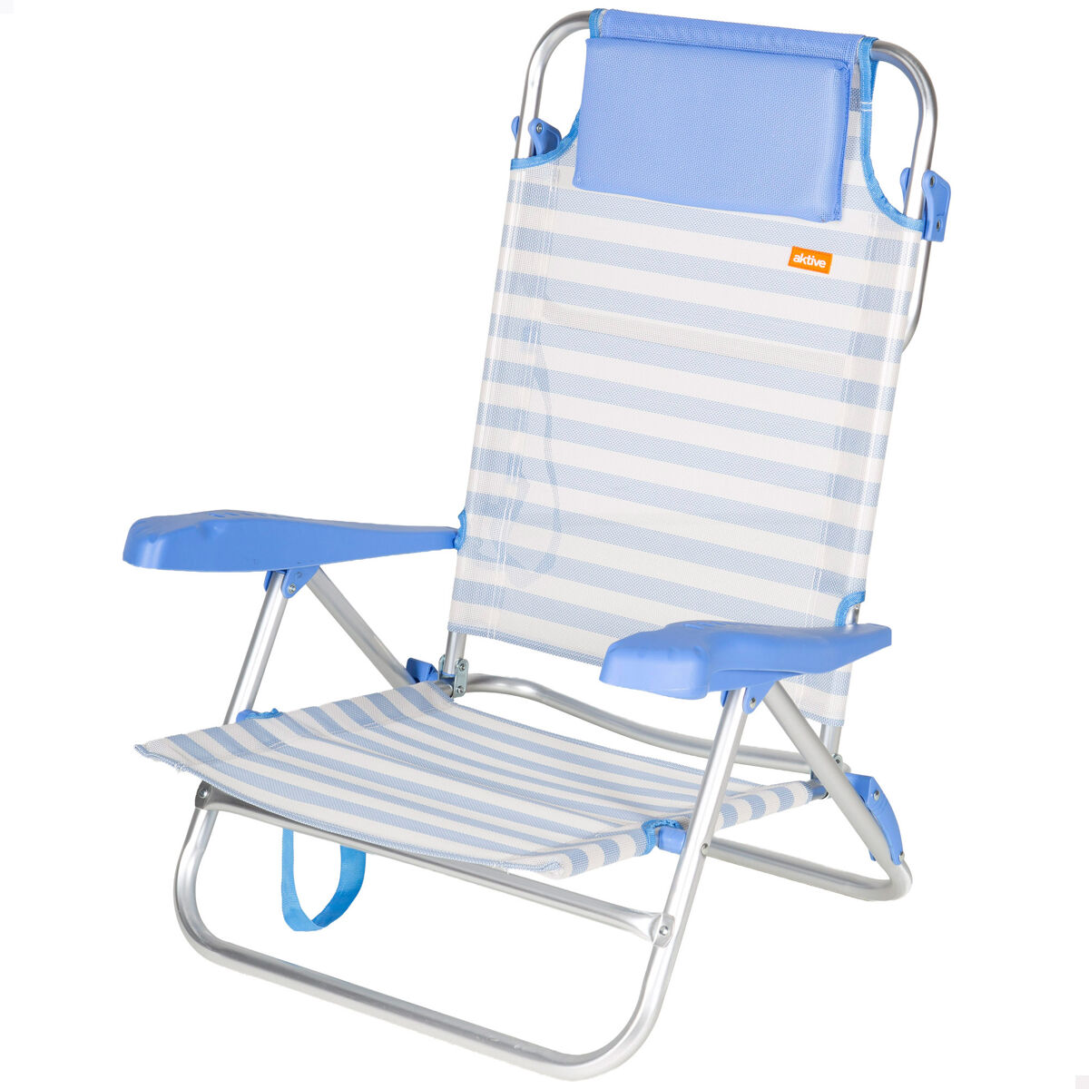 Aktive silla plegable de playa multiposición 48x50x80 cm rayas con asa