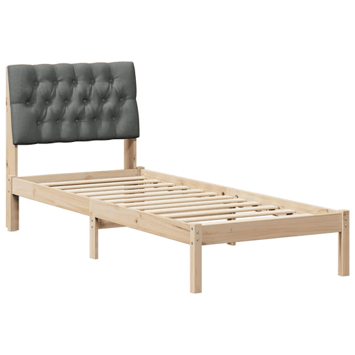 Estrutura de cama de solteiro para adultos com Cabeceira Estofada Castanho 75 x 190 cm