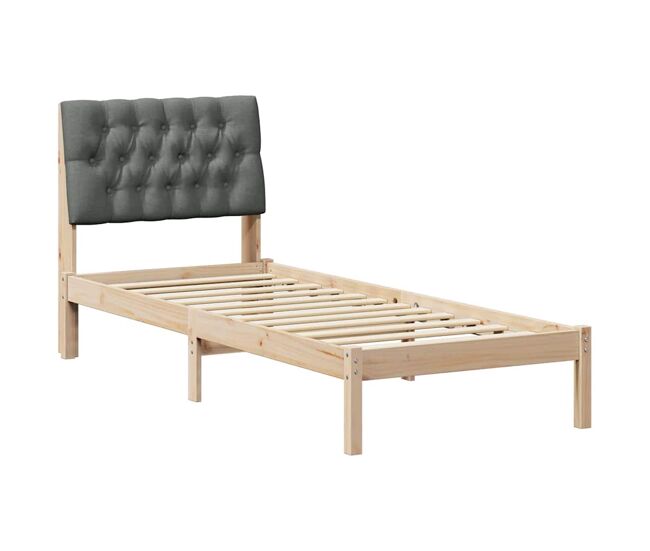 Estructura de cama simple para adultos con cabecera - tapizada marrón 75 x 190 cm