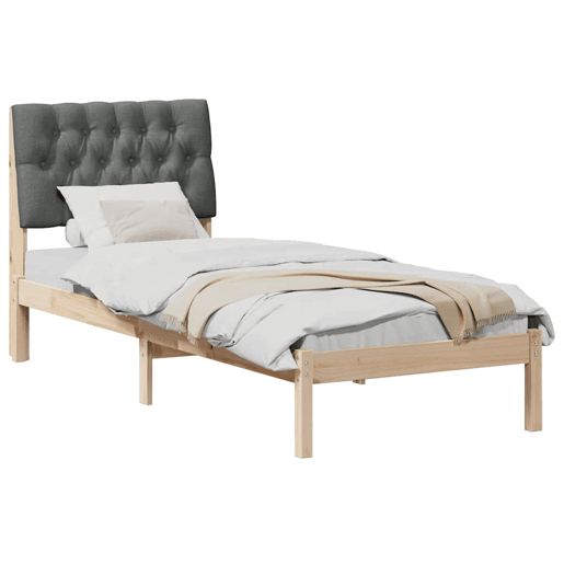 Estrutura de cama de solteiro para adultos com Cabeceira Estofada Castanho 75 x 190 cm