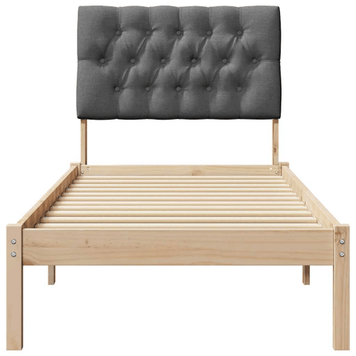 Estrutura de cama de solteiro para adultos com Cabeceira Estofada Castanho 75 x 190 cm