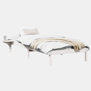 Estrutura de cama de solteiro para adultos - Branco 80 x 200 cm Madeira de Pinheiro Sólida