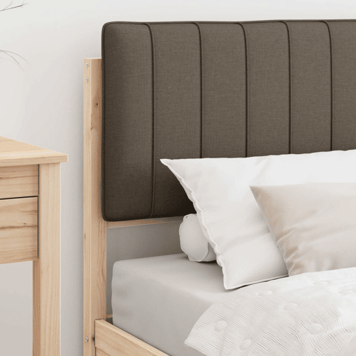 Estrutura de cama de solteiro Design com Cabeceira Estofada Cinzento-acastanhado
