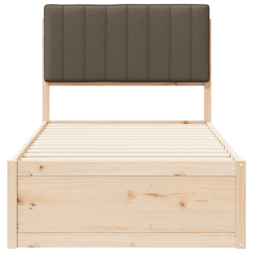 Estrutura de cama de solteiro Design com Cabeceira Estofada Cinzento-acastanhado