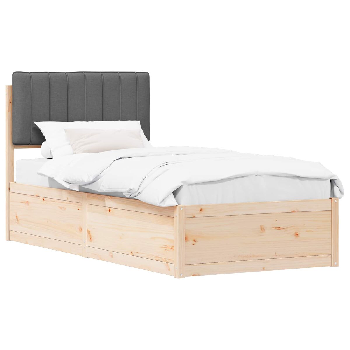Estructura de cama simple para adultos 95x205 Madera/ Gris Oscuro