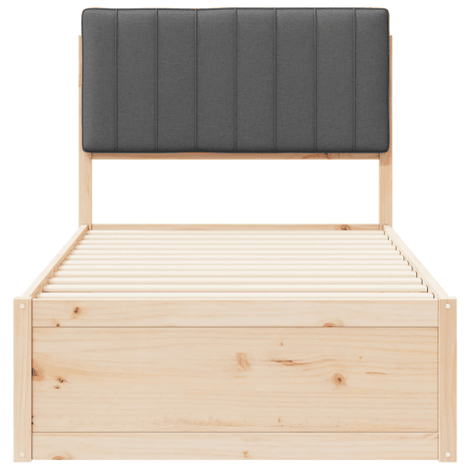 Estrutura de cama de solteiro para adultos com Cabeceira Estofada Cinza Escuro