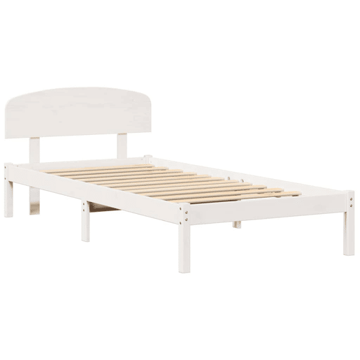 Estrutura de cama de solteiro para adultos - Branco 75 x 190 cm Madeira de Pinheiro Sólida