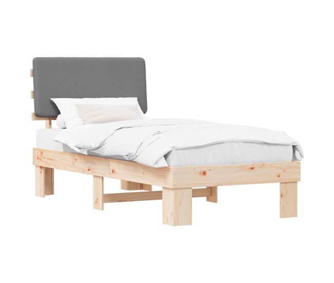 Estructura de cama simple para adultos con cabecera - tapizada gris claro 80 x 200 cm