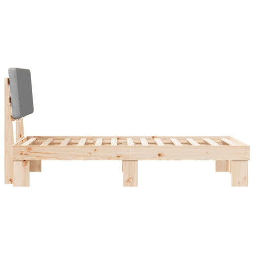 Estrutura de cama de solteiro simple com Cabeceira Estofada Cinzento-claro