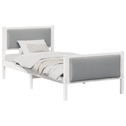 Estrutura de cama de solteiro simple, Cinzento-claro 90 x 200 cm tecido