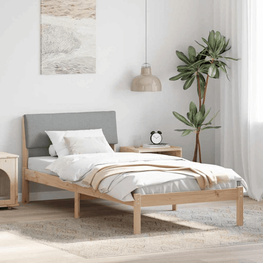 Estrutura de cama de solteiro simple - Marrom e cinza claro 90 x 190 cm