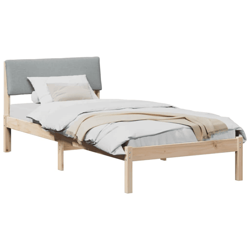 Estrutura de cama de solteiro simple - Marrom e cinza claro 90 x 190 cm
