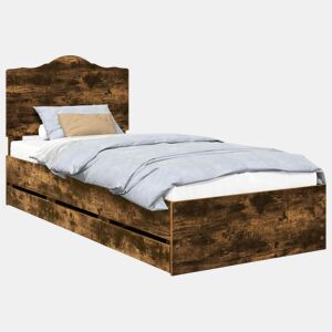 Estrutura de cama de solteiro para adultos com gaveta Carvalho Defumado 98.5 x 200 cm