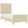 Estrutura de cama de solteiro para adultos com Cabeceira - Creme 100 x 200 cm tecido