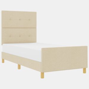 Estrutura de cama de solteiro para adultos com Cabeceira - Creme 100 x 200 cm tecido