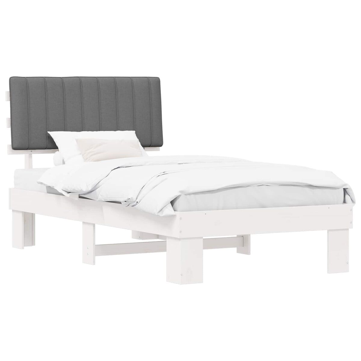Estructura de cama simple para adultos 103x211 Blanco/ Gris Claro