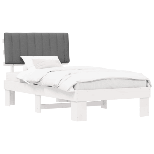 Estrutura de cama de solteiro simple com Cabeceira Estofada Cinzento-claro