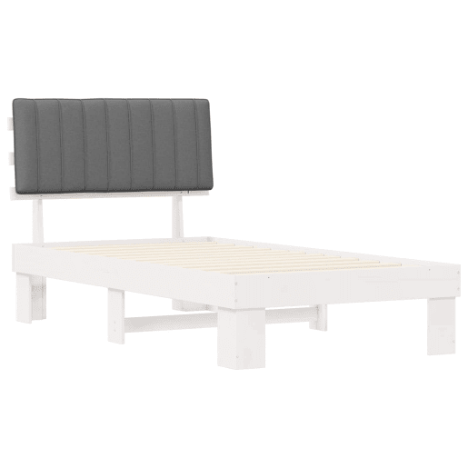 Estrutura de cama de solteiro simple com Cabeceira Estofada Cinzento-claro