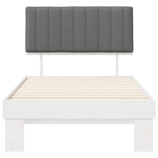 Estrutura de cama de solteiro simple com Cabeceira Estofada Cinzento-claro