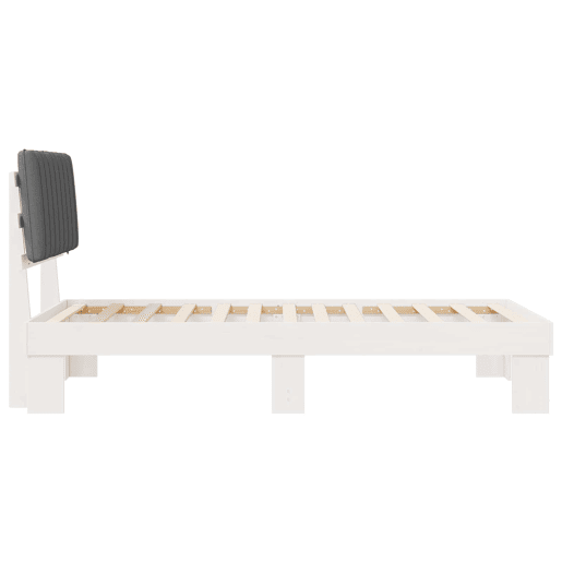 Estrutura de cama de solteiro simple com Cabeceira Estofada Cinzento-claro