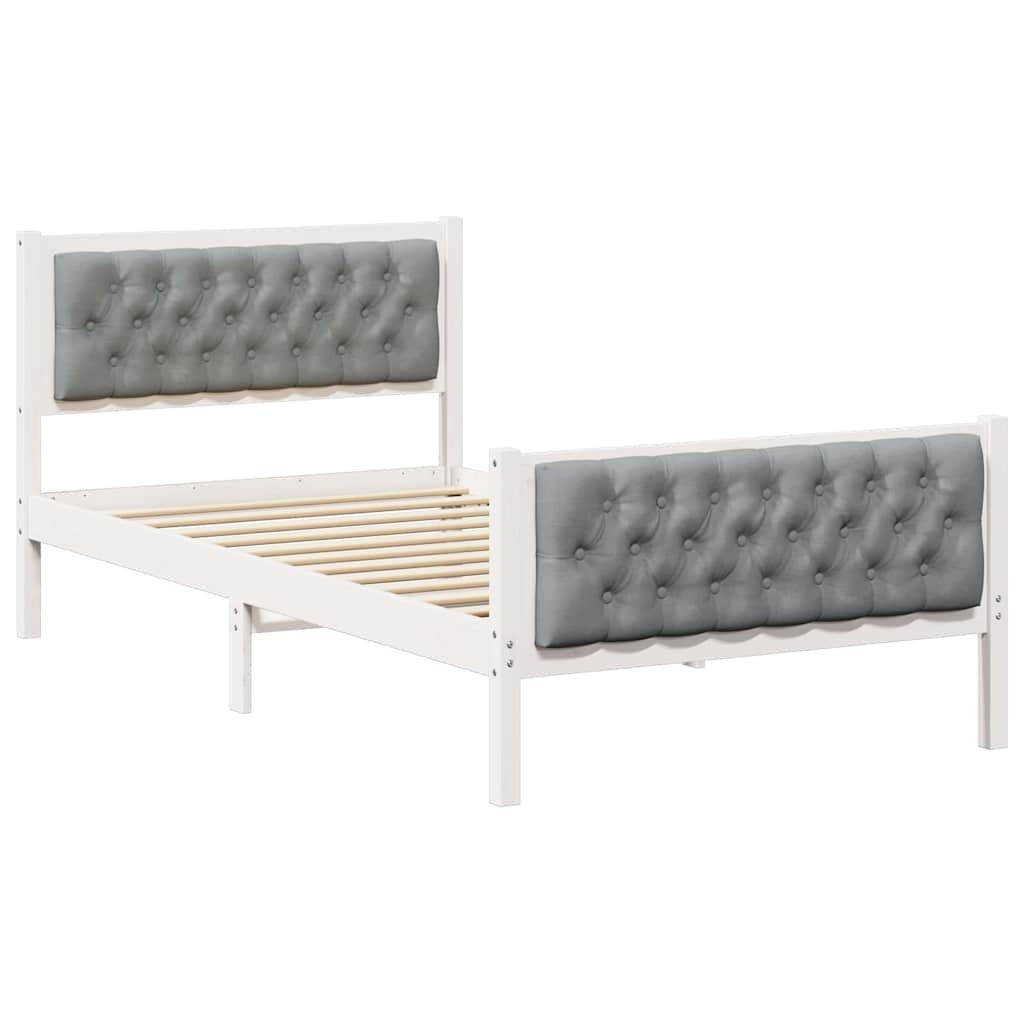 Estructura de cama individual para adultos 105x210 Blanco/ Gris Claro