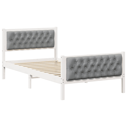 Estrutura de cama de solteiro para adultos com Cabeceira - Cinzento-claro 100 x 200 cm